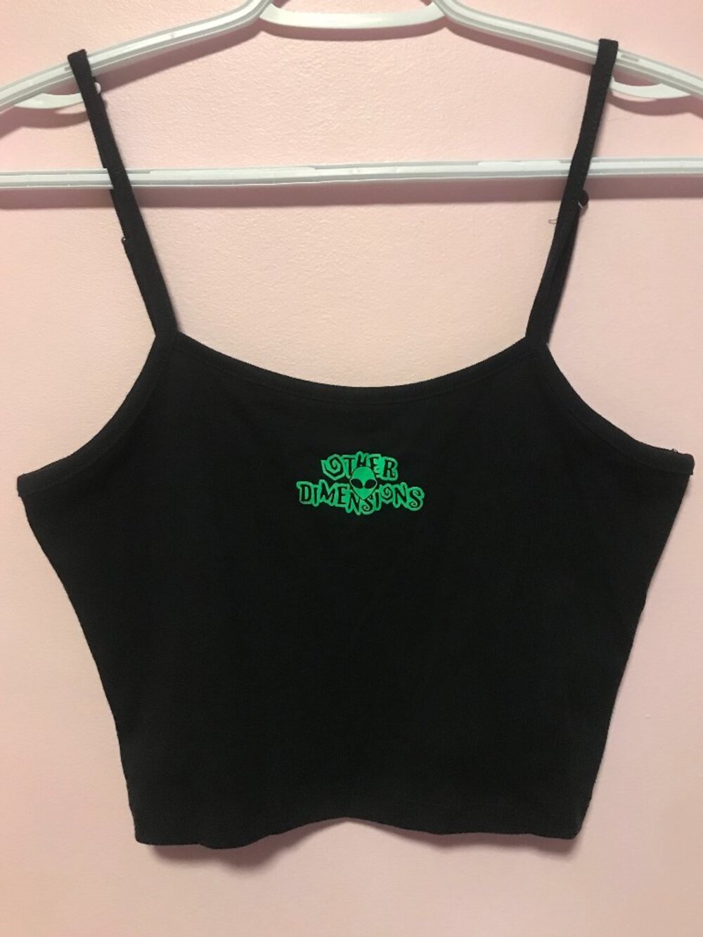 H&M Divided Black Cropped Alien Graphic Tank Top